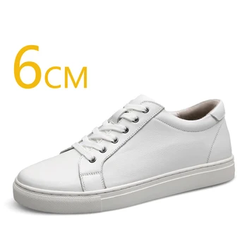 

White Shoes Leather Shoes Sneakers Heightening Shoes Elevator Shoes Men Shoes Height Increase Shoes Height Shoes 6.5CM