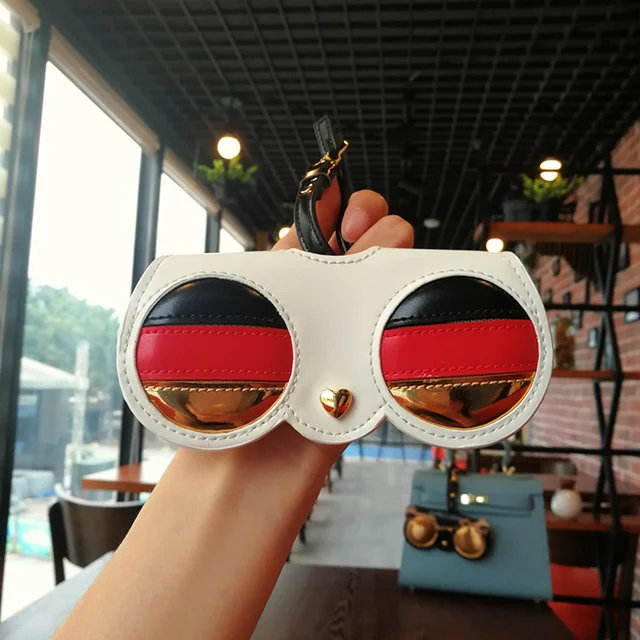 white KPAY мультипликационные многофункциональные уникальные ПУ кожаные очки сумка футляр для очков женские солнцезащитные очки Защита для хранения Ins популярные милые - Цвет: white