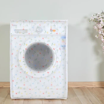 

EVA Washing Machine Dust Cover Bathroom White Flower Waterproof Drum All-inclusive Anti-Sneak Protection 82cm x 60cm, 1 PC