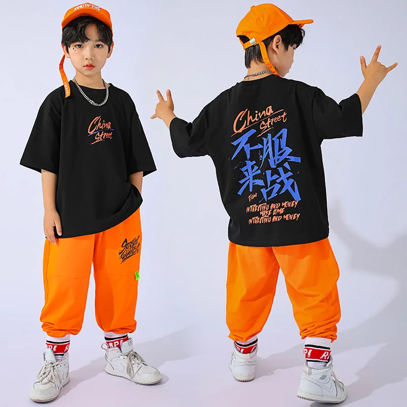 

Children Street Hip Hop Dance Costume Loose Tops Sport Casual Hip Hop Pants Girls Jazz Modern Dance Clothing Rave Clothes BL6229