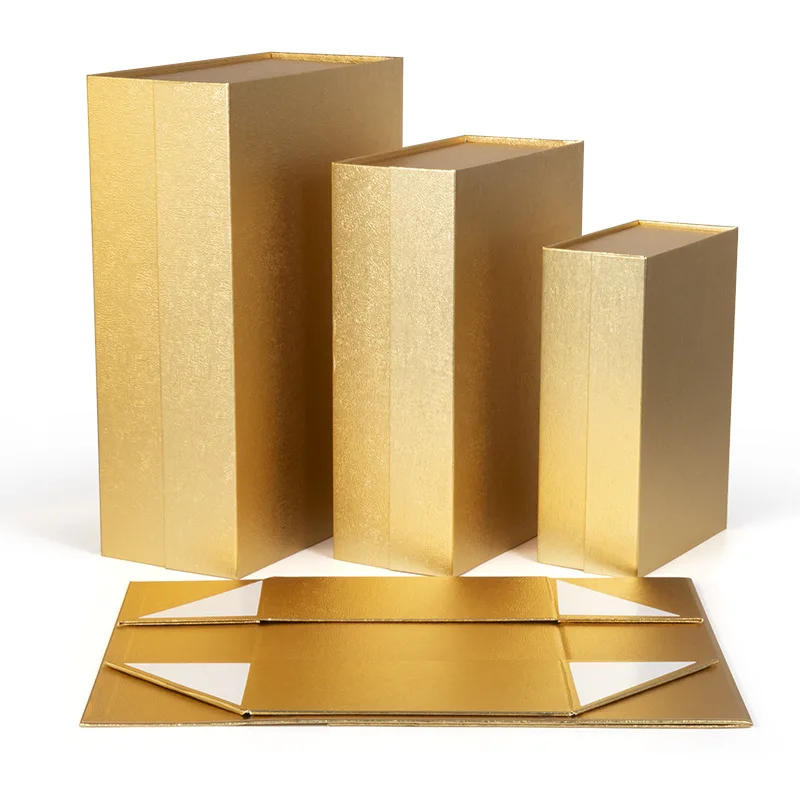 10Pcs/Lot Large Foldable Luxury Gold Hard Gift Box With