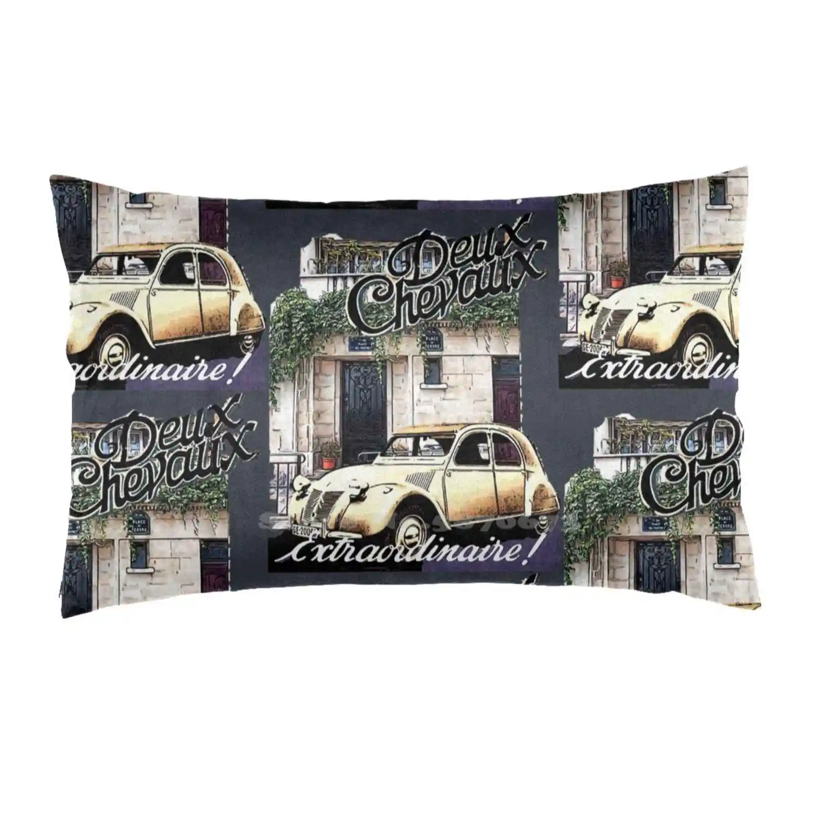 Deux Chevaux - Citroen 2Cv Fashion Pillow Cover Rettangolo Federa Deuxchevaux 2Cv Vintage Deux Chevaux Vintagecar Vintage