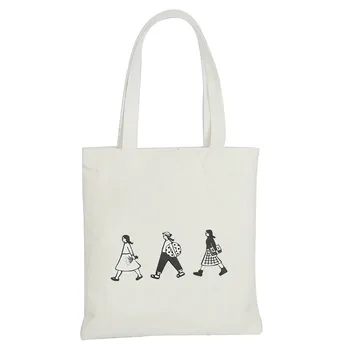 

Women Canvas Tote Bag Women Canvas Printing Cartoon Shoulder Bags Eco Reusable Large Capacity Shopping Cloth Women Bag