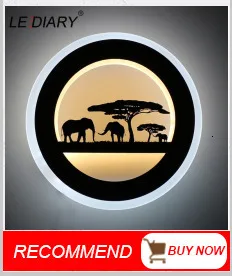 Светодиодный Diary 14 Вт светодиодный круглый настенный светильник с изображением животных 110-240 В, современный настенный светильник с изображением черного слона для украшения гостиной