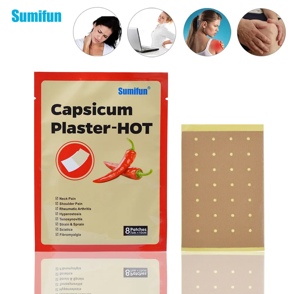 64Pcs8 Bags Capsicum Plaster Hot Muscle Pain Back Pain Relieve Body Massage Relaxation Patch Joint Pain Relief For Health Care-1