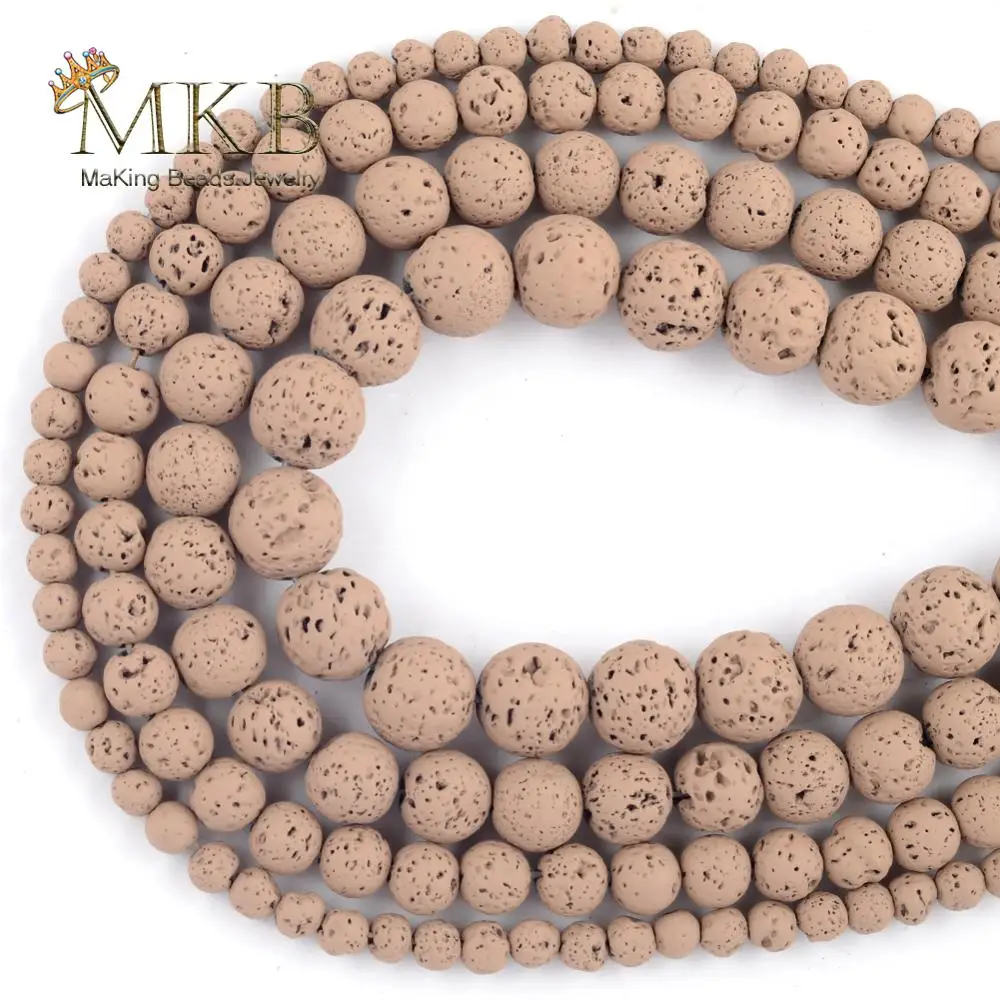 Круглые Бусины Из Натурального Коричневого гематита и лавы для изготовления