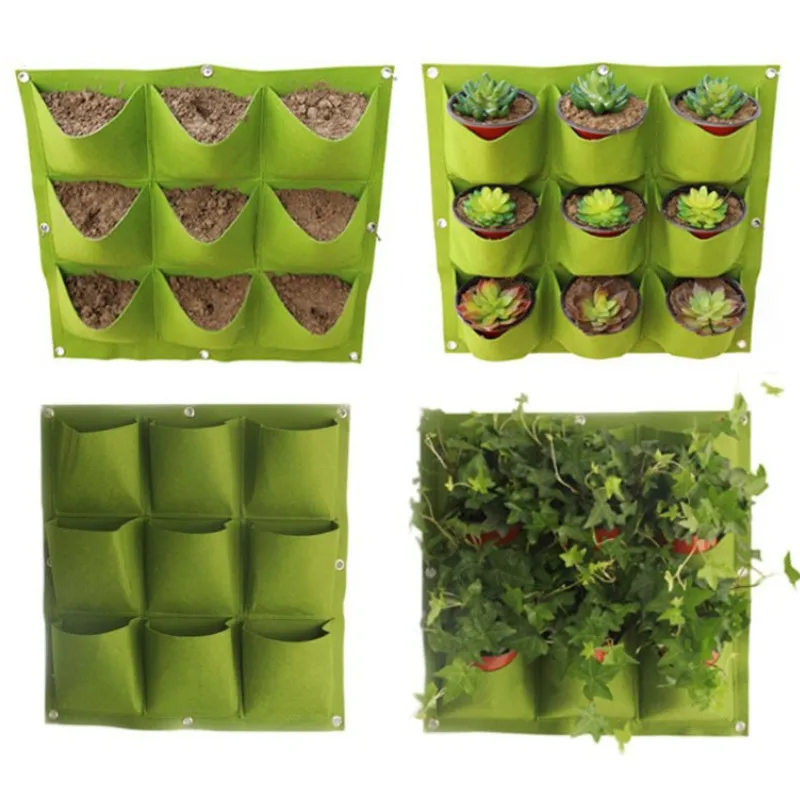 Planter Garden-Bag Seedling-Wall-Hanging Vertical Green 9/18/36/64-pockets Living