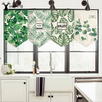 

Nordic Green Plant Door Curtain Triangular Curtain Hanging Flag Decorative Curtain Bedroom Partition Half Curtain