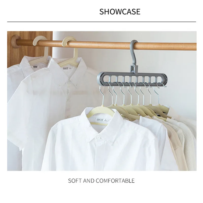 Clothes Hanger 9 Holes Hanger 360 Rotatable Hook Balcony Coat Hangers Plastic Wardrobe Storage Rack for Underwear Silk Scarf Tie