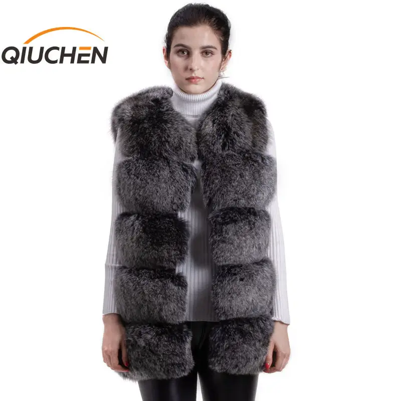 Новое поступление 2020 высококачественный жилет QIUCHEN PJ8047 из лисьего меха Большие