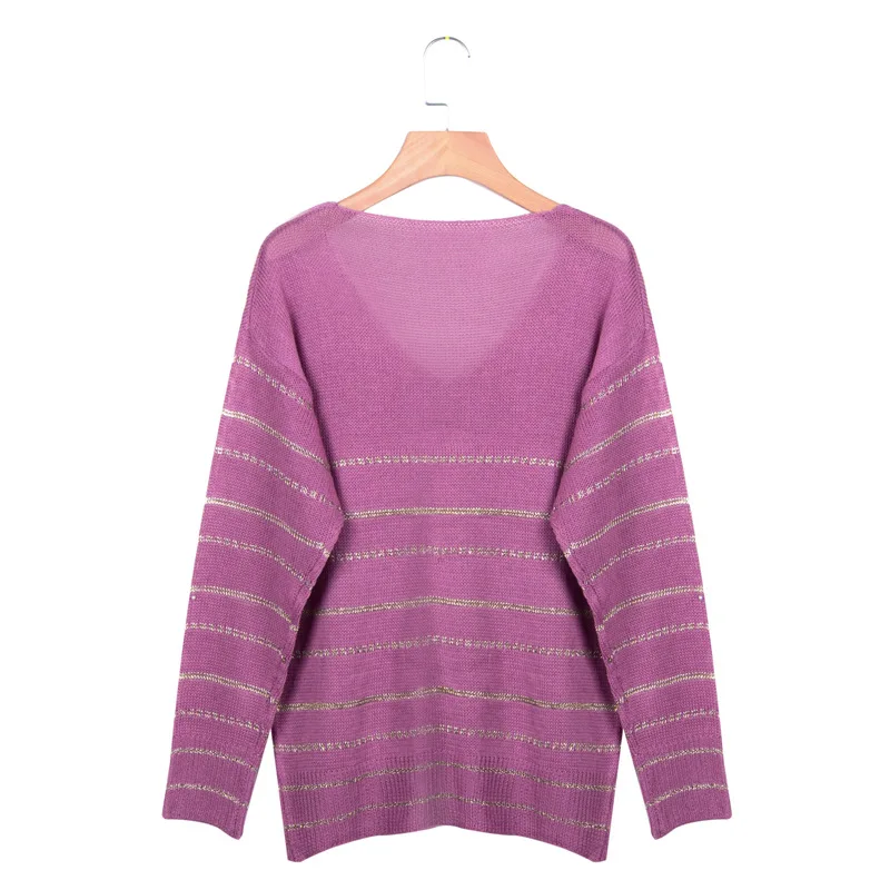 Вязаный свитер с цветными блоками в полоску, женский модный пуловер с длинным рукавом, пуловер с вырезом в виде буквы V, объемные пушистые свитера, пуловеры