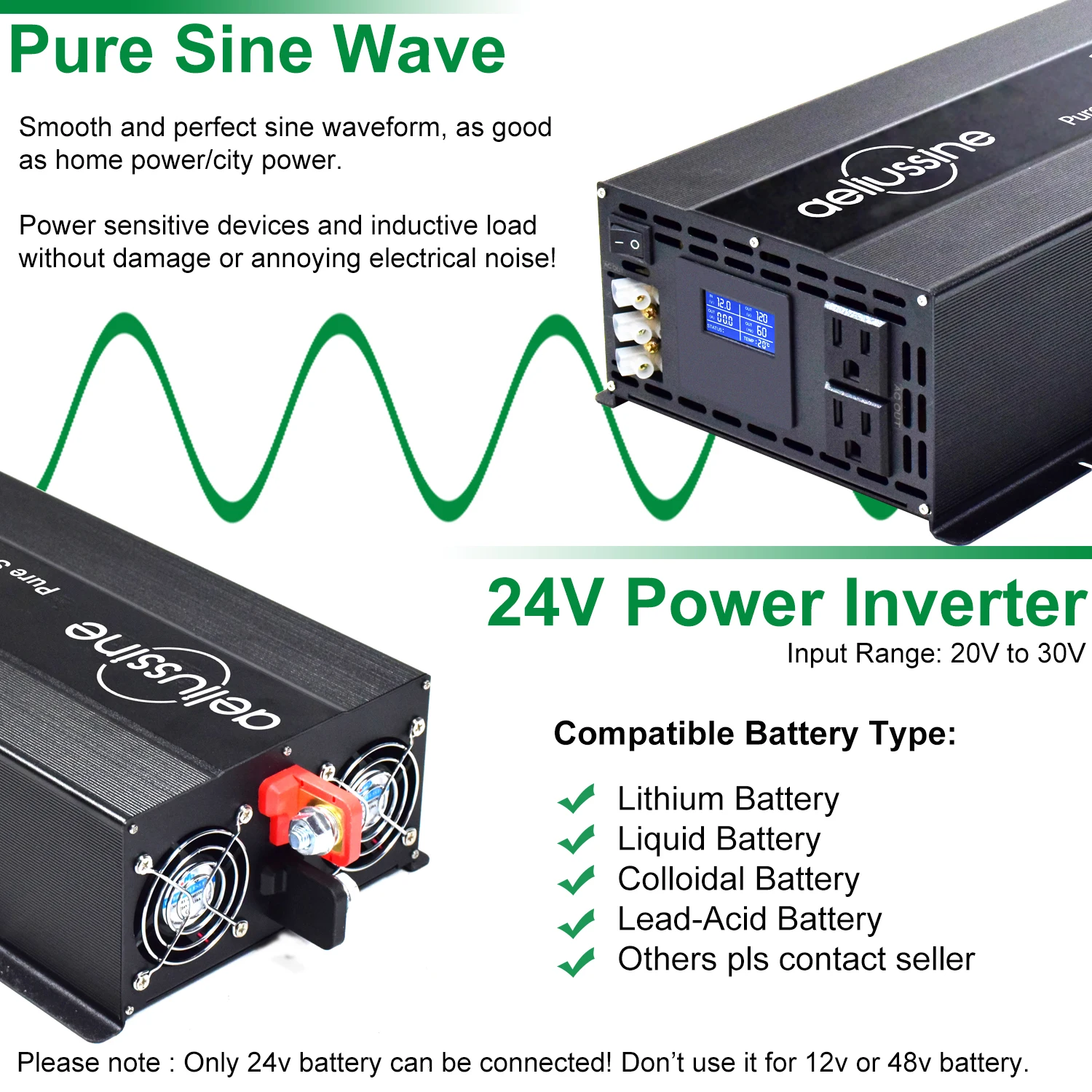 4000W Pure Sine Wave Power Inverter 24V 220V Solar Panel Inverter DC to AC  Converter Power Supply 12V/48V/96V to 120V/230V/240V - AliExpress