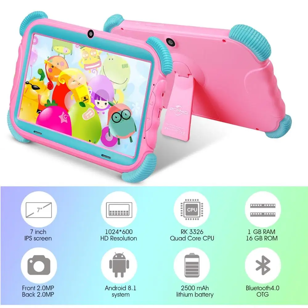 Online Update 7 zoll Android 8.1 Kinder Tablet 16GB Babypad Edition PC mit Wifi und Kamera GMS Zertifiziert Unterstützt Kinder  beweis Fall