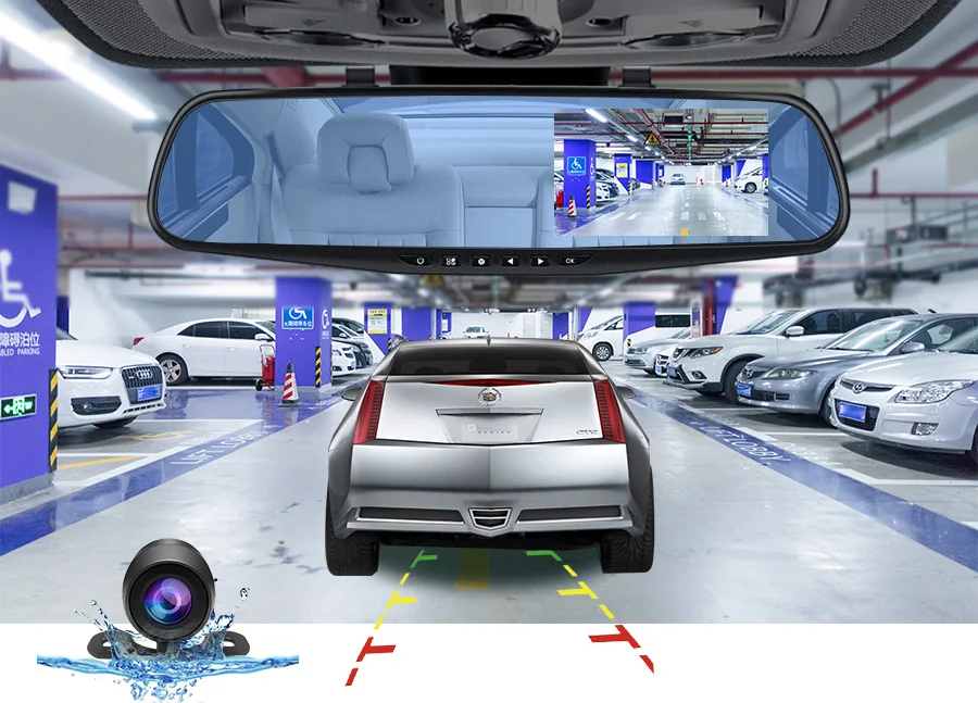 E-ACE Автомобильный видеорегистратор 1080 P с двумя объективами камеры черточки рекордер с камерой заднего вида и видеомагнитофоны синий видеокамера транспортных средств регистратор