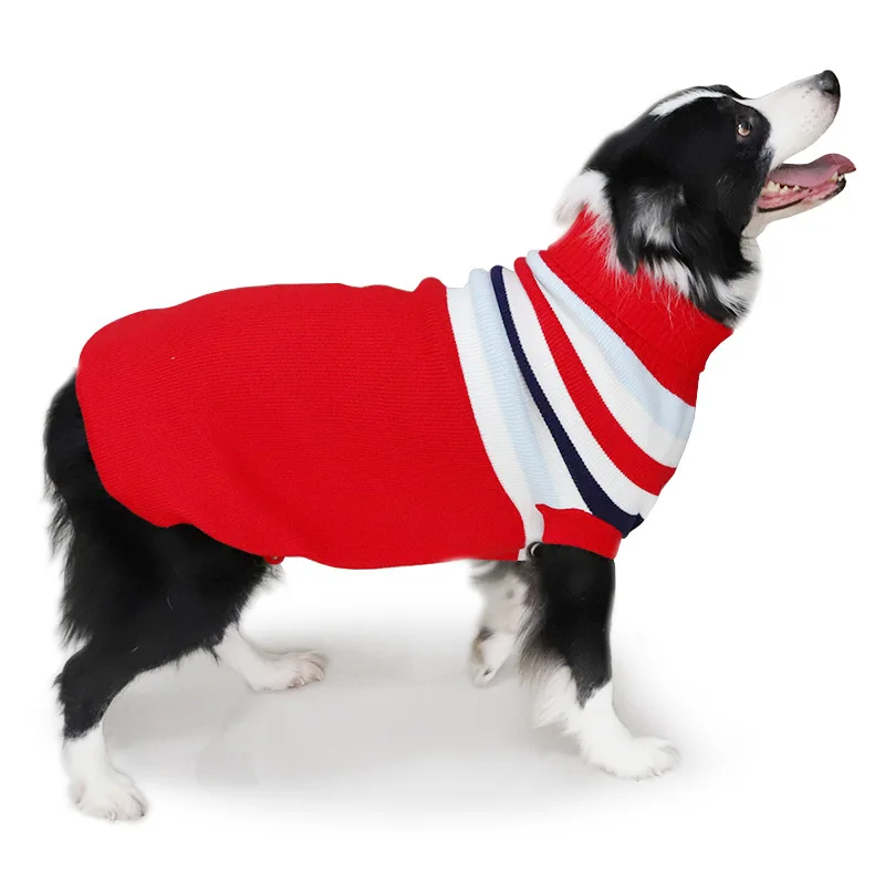

2019 new Dog Stripes Classic Sweater Winter Warm Pet Apparel for big large dogs plus size Golden Retriever