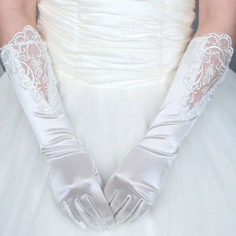 Свадебные Длинные белые перчатки, модные платья, кружевные аксессуары, Вечерние перчатки для косплея