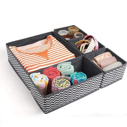 Best 6pcs set Foldable Storage Bag Clothes Storage Box Bra Underwear Organizer Non woven Fabric Wardrobe Organizer For Underwear Sock