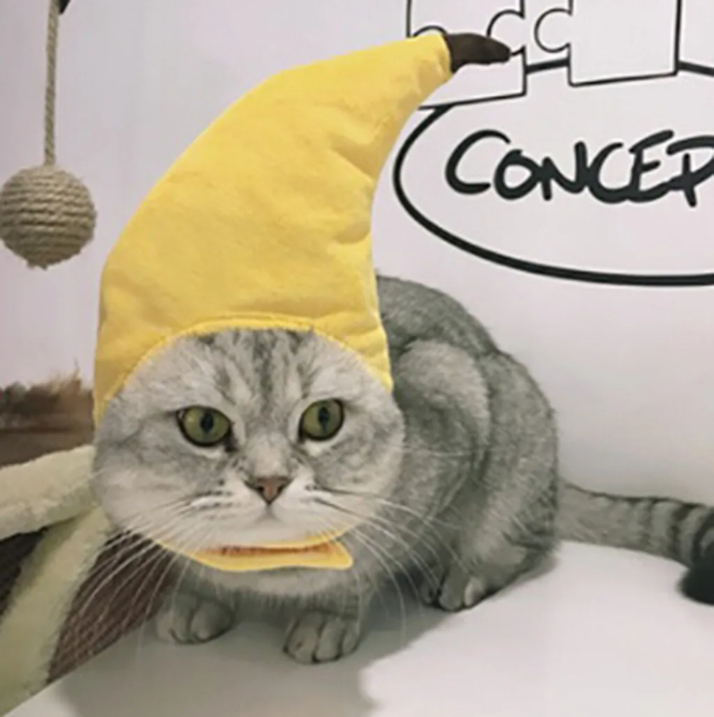 Шляпа для животных желтый короткий плюшевый Забавный Банан Форма Собака Кошка