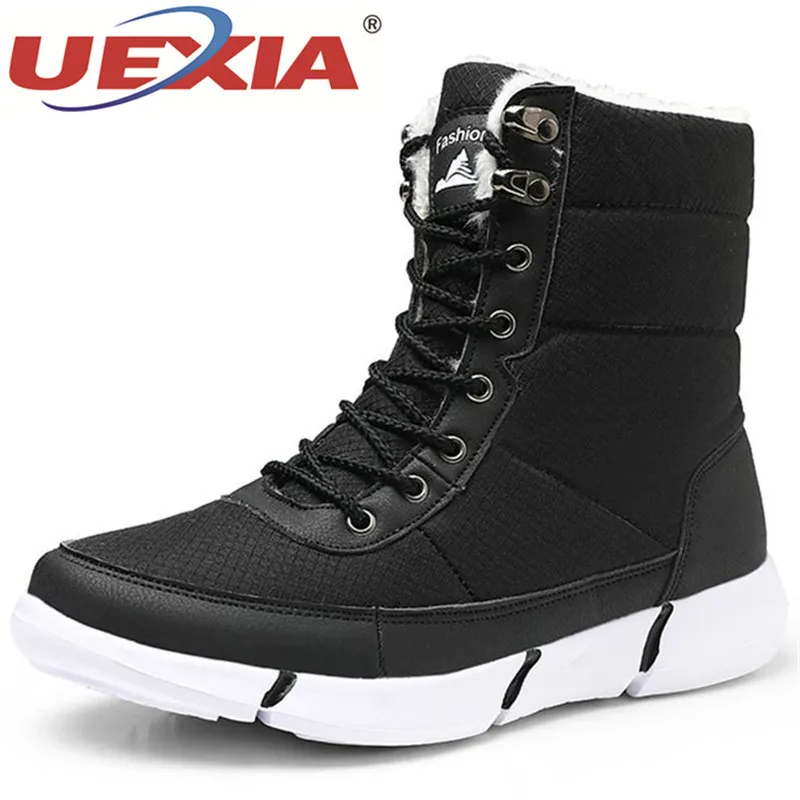 

UEXIA New Super Warm Men Boots Platform Snow Boots for Men Thick Plush Lightweight Slip-resistant Winter Shoes Plus Size 36-48