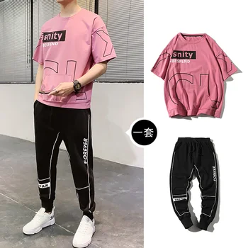 

Mens T-shirt Summer adolescent T-shirt suit fashion monogrammed prints Comfortable breathable sweatpants Cool cotton street wear