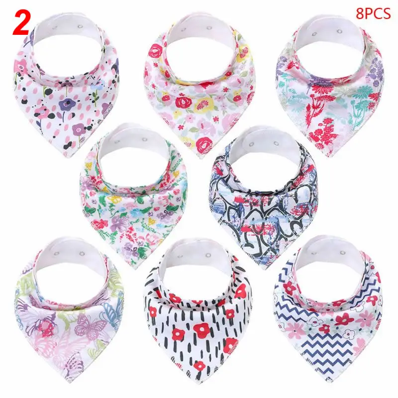 8 шт./компл. осень-зима Для Вытирания слюней младенцев Полотенца новорожденных с милым принтом Треугольники нагрудники - Цвет: 2