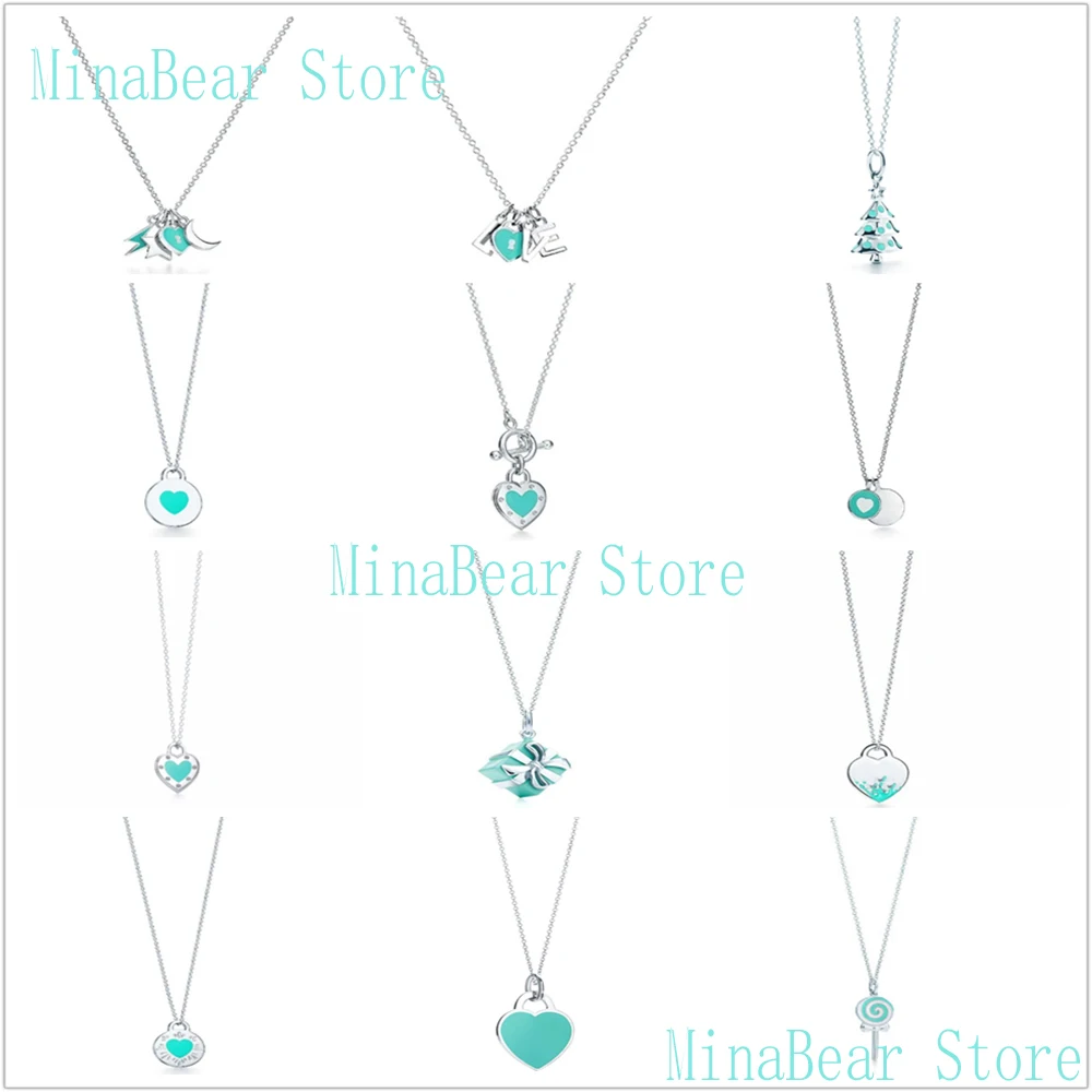 

MINA BEAR 2019 Fashion TIFF 925 Silver Original 1:1 Love Heart Series Women's Necklace Send Girlfriend Elegant Necklace 27125107