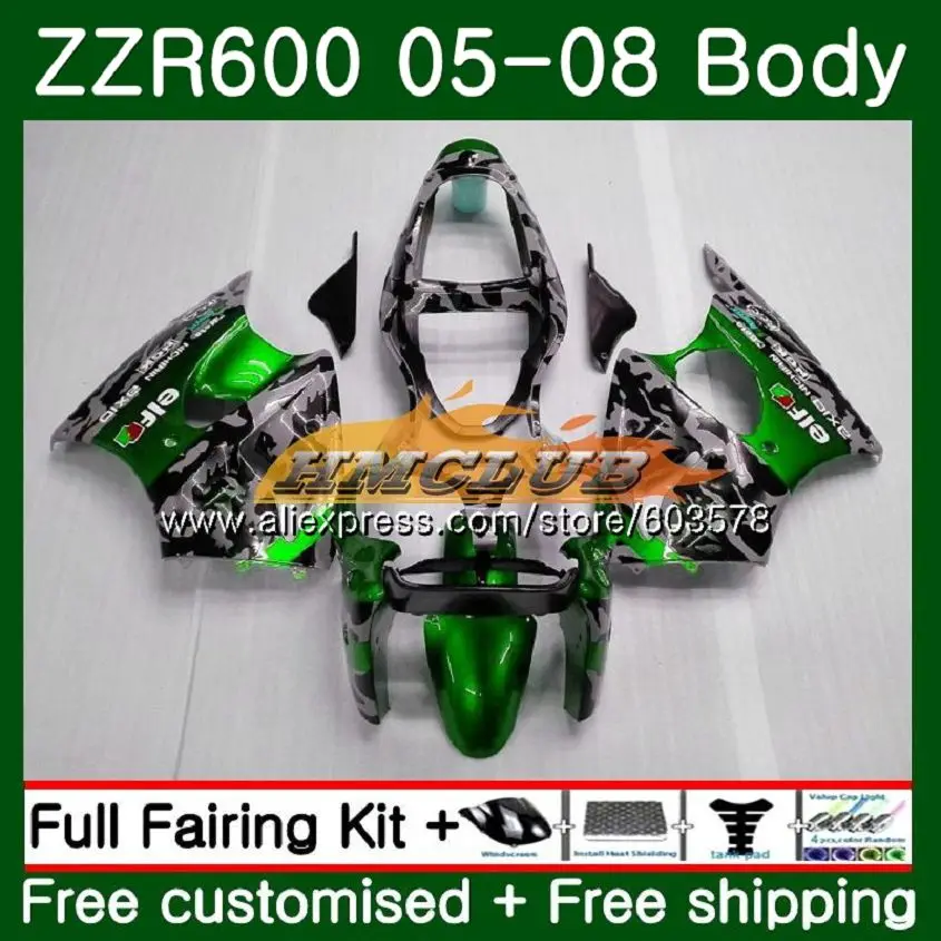 Корпус для KAWASAKI ZX600 600CC ZZR600 05 06 07 08 107CL. 95 камуфляж ZX600CC ZZR-600 ZZR 600 2005 2006 2007 2008 OEM обтекатели - Цвет: No. 1