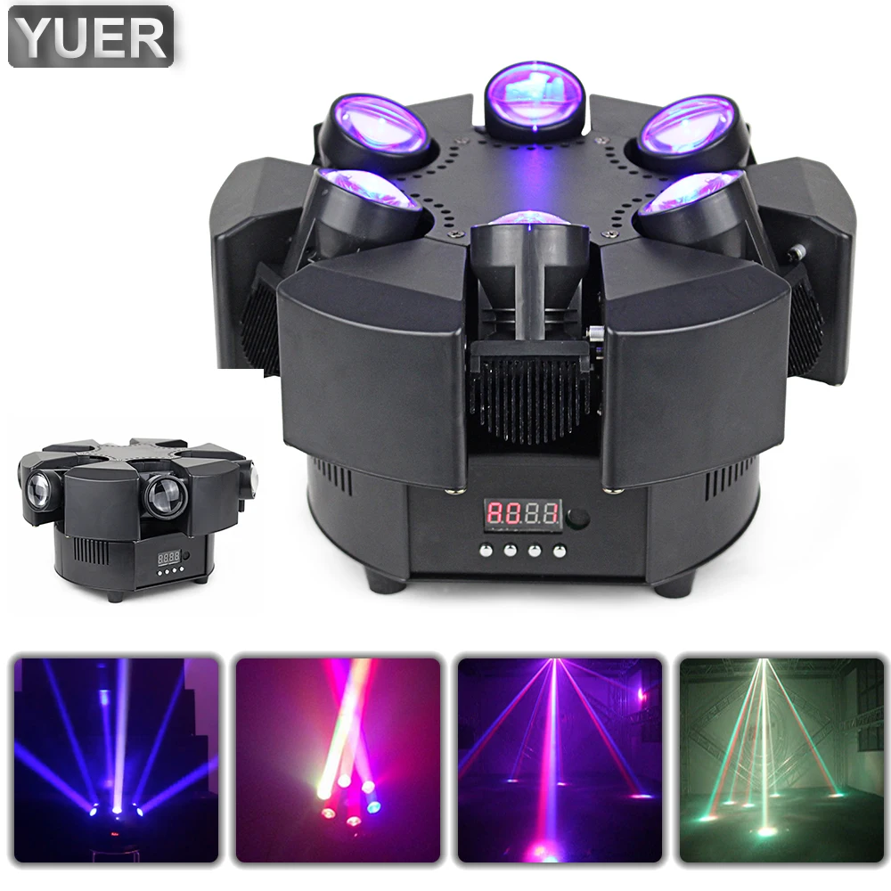 Yuer Nuovo Arrivo Led 6 Head Smart Beam Moving Rgbw 17/38Ch Dmx Stage Lights Dj Led Moving Head Beam Light Music Party Disco Ktv