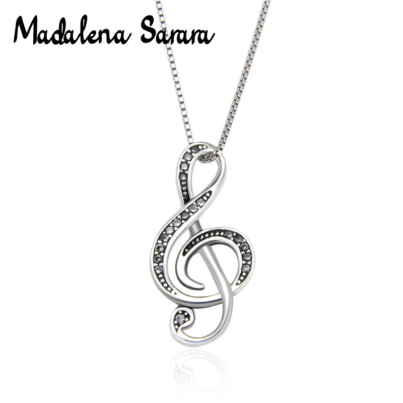 

MADALENA SARARA S925 Silver Fashion Women Necklace Music Symbol Chain Necklace