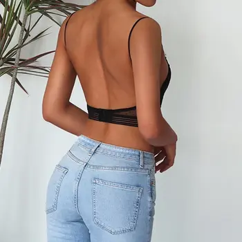 

Sexy Backless Strapless Bra Push Up Plus Size Bras Women Thin Lace Bralette Mesh Lingerie Brassiere Low Back Underwear