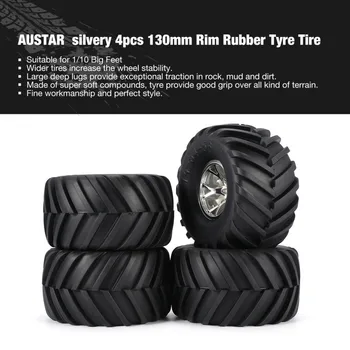 

2019 AUSTAR 4pcs AX-3003 130mm Rim Rubber Tyre Tire Wheel Plastic Hub for 1/10 RC Big Feet Model HSP HPI Beadlock Spare Parts fz