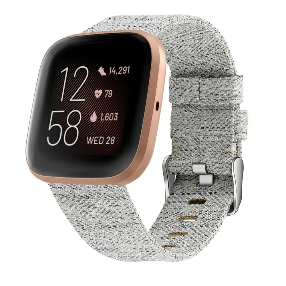 blue gray Холщовый нейлоновый ремешок для часов fitbit versa 2, умный ремешок для часов, большой маленький спортивный браслет, ремешок для fitbit versa lite/versa belt - Цвет: blue gray