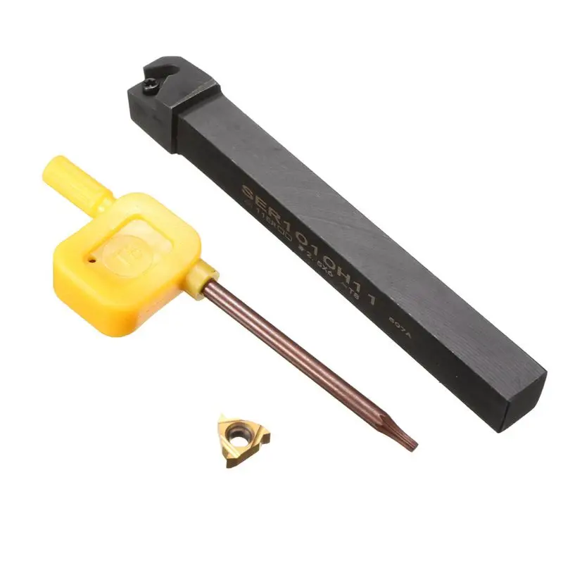 

1pc SER1010H11 Lathe Turning Tool Holder Boring Bar + 1pc 11ER AG60 Carbide Insert Blade + 1pc Wrench