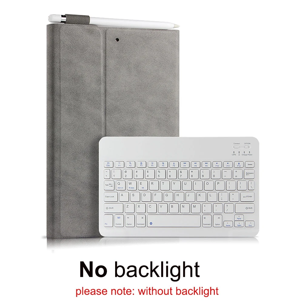 Беспроводной кожаный чехол-клавиатура с подсветкой для iPad 7th 10,2 ''Air 3 Pro 10,5 дюймов, чехол-подставка для планшета, чехол-клавиатура с Bluetooth - Цвет: No Backlight