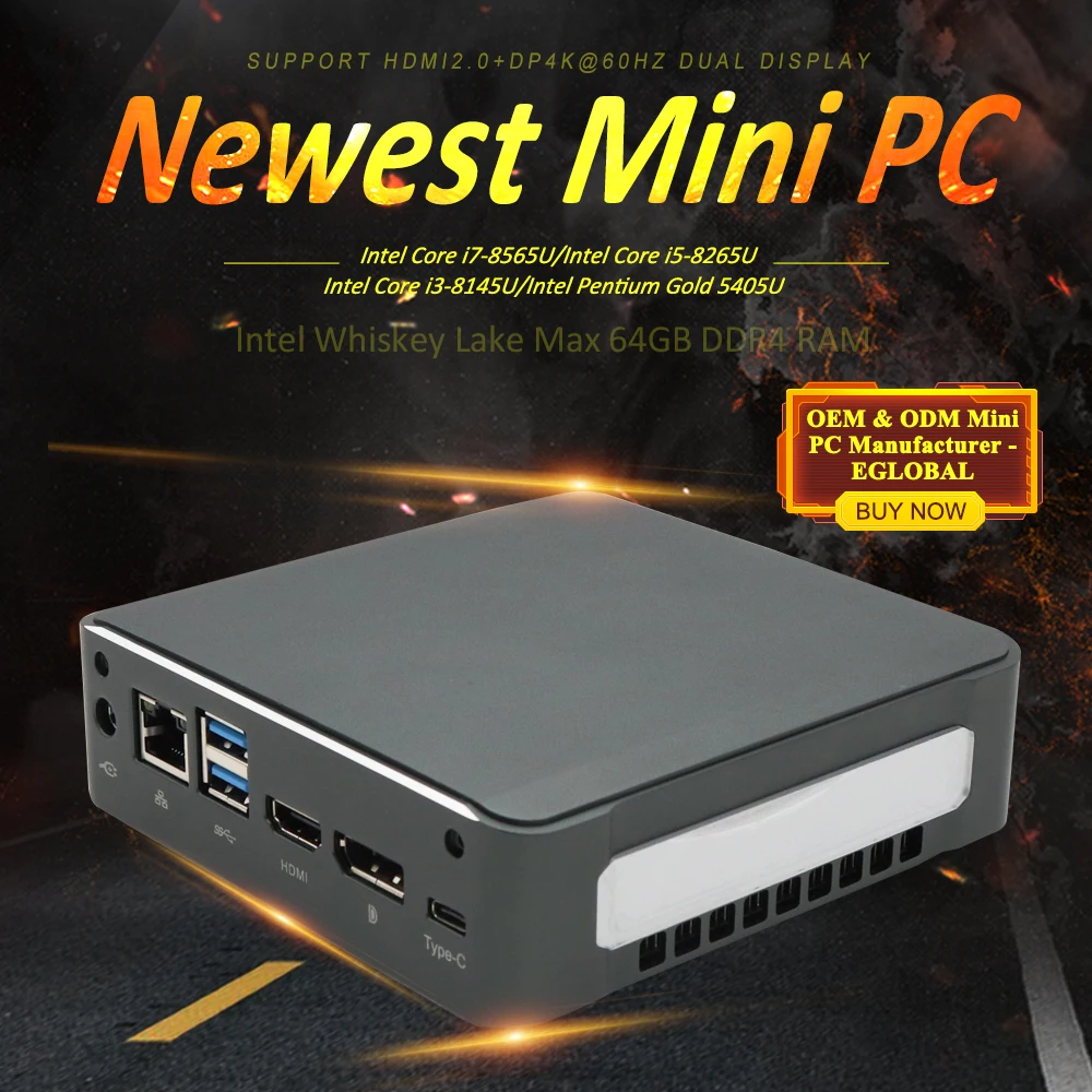 [Intel Core I7-8565U I5-8265U quad core] Eglobal Nuc Мини ПК i7 Windows 10 Pro 2* DDR4 M.2 NVMe AC WiFi микро компьютер HDMI2.0 DP