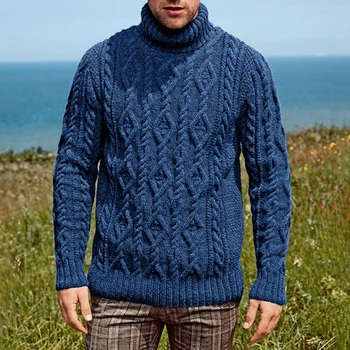 

Men Solid Color Sweater Turtleneck Sweater Long Sleeve Top Loose Sweater Wild Sweater