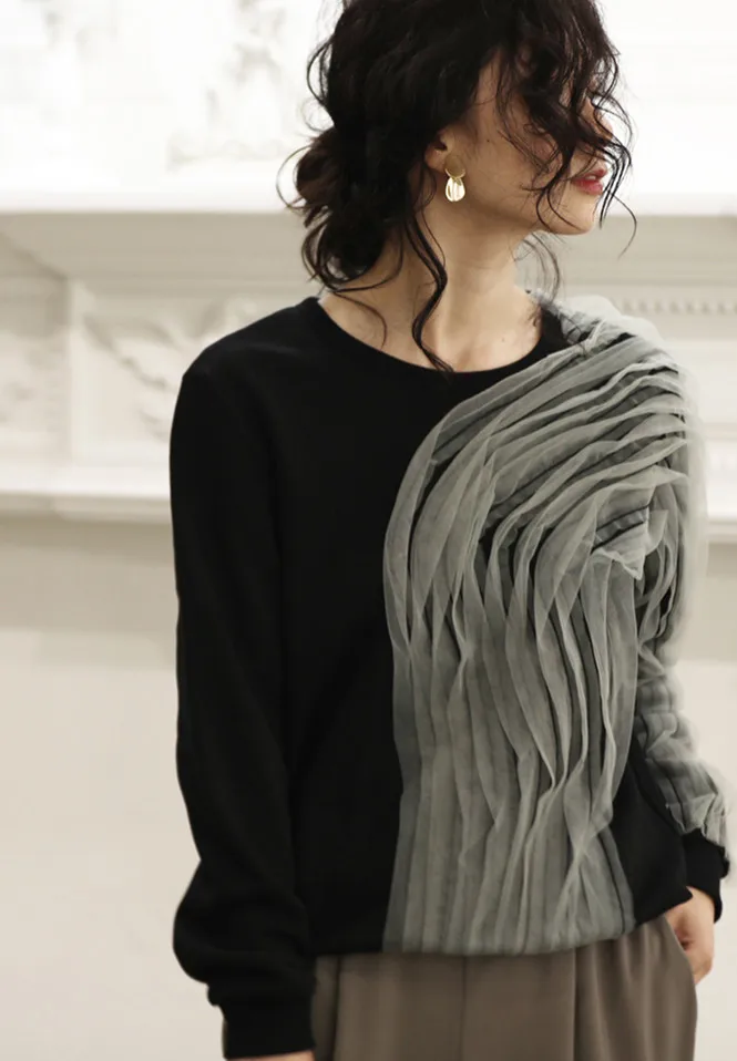 WHITNEY WANG осень зима мода уличная дизайнерская стильная крученое Лоскутная Толстовка женские толстовки пуловер