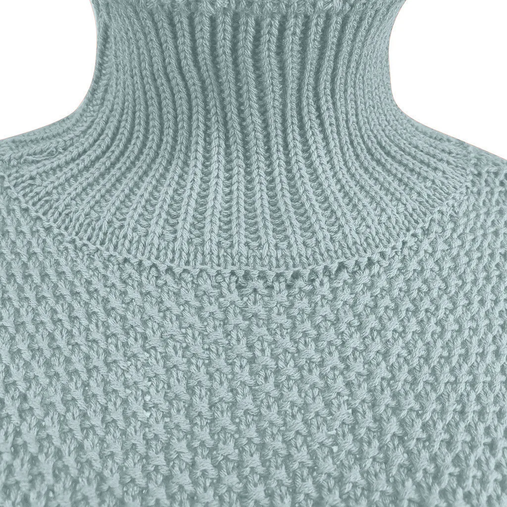Вязаный свитер с высоким воротом, Зимний вязаный свитер размера плюс, тонкий однотонный зеленый оранжевый белый теплый Повседневный свитер для женщин