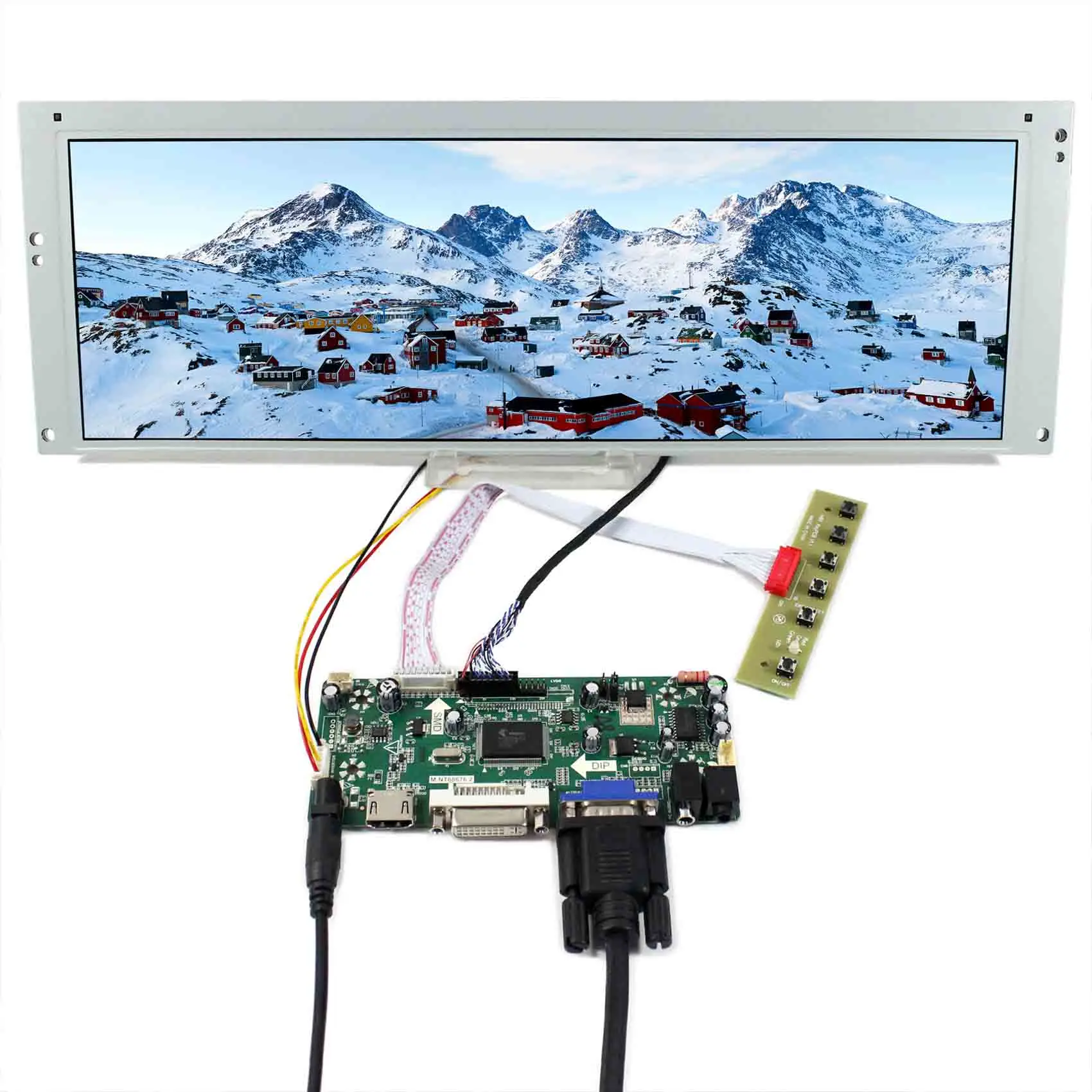 Vsdisplay Schermo Lcd 14.9X1280 Da 390 Pollici E Scheda Controller Per Arcade Marquee/Dmd Flipper Virtuale/Monitor Calibro Per Auto