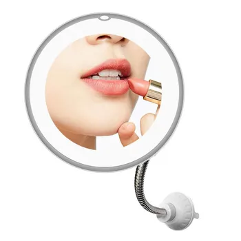 

10X 360 Swivel Magnifying Makeup Mirror Bright LED Lighted Adjustable Flexible Bendable Gooseneck Mounted Bathroom Wall Mirror