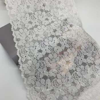 

3y/lot 30cm Width Floral Stretch Lace Trims Wide White For Clothing Accessories Dress Sewing Applique Costume Lace Fabrics