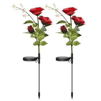 

Top-2 Pack Solar LED Rose Garden Lights with Solar Panel ,Waterproof Solar Lights for Garden Decoration, Yard, Pathway,Patio
