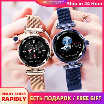 

Smart Watch Fitness Activity Tracker Blood Pressure Heart Rate Monitoring For Android Women Large Screen Steel Band Wristband