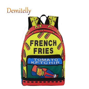 

Funny Personality Soda Backpack Soda Lady Backpack Large Capacity Canvas Spring Style Student Casual Appliques Backpack