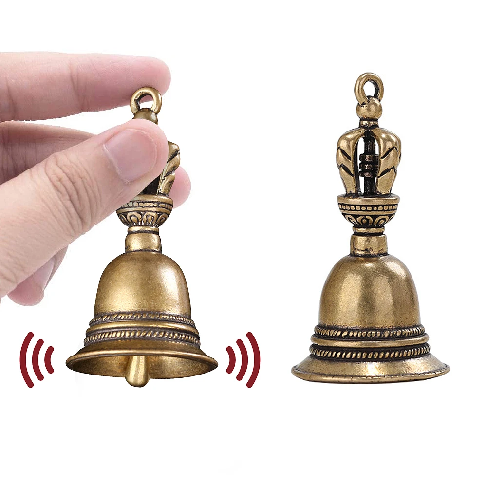 80mm 95mm 110mm 140mm Eshylala Bronze Hand Bell Classic Christmas Metal Loud Call Bell Wooden Handle Bell Traditional Alarm Hand Bell Christams Bell Service Call Bell 