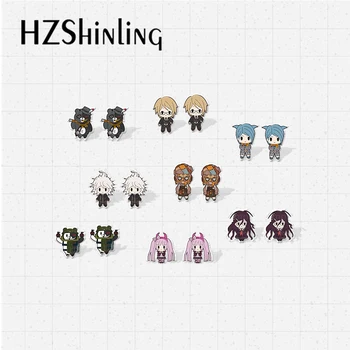 

2020 New Anime D4 Zettai Zetsubou Shoujo Danganronpa Acrylic Resin Epoxy Earrings Handmade Shrinky Dink Earrings
