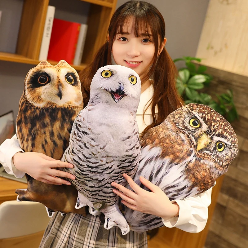 

Hot 1PC 50cm Simulation Plush Owl Sleeping Pillows Soft Stuffed Animals Eagle Cushion Sofa Decor Cartoon Bird Toys For Kids Gift