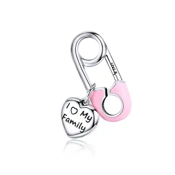 

Fashion Design 925 Sterling Silver Pink Enamel Pink Family Heart Charms Fit Charm Bracelets Fashion Jewelry SCC1145