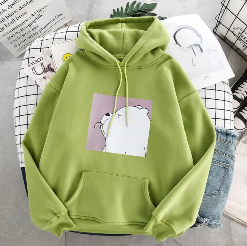 green Большие размеры, спортивная женская рубашка, плюс бархат, утолщенная, осень, Корея, ins, Harajuku, Винтаж, свободная, женская, с капюшоном, модная Толстовка - Цвет: green