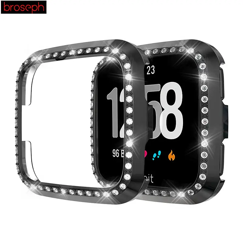 PC чехол для смарт часов чехол для Fitbit versa 1/2 Алмазное покрытие защитные кейсы-оболочки часы бампер Защита экрана